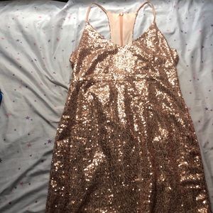 Rose gold sequin dress